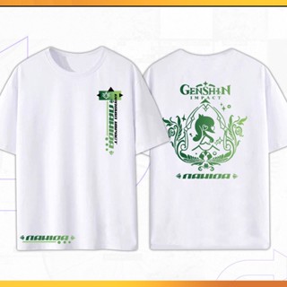 【สปอตสินค้า】 Genshin Impact Nahida เกมเสื้อขาวเสื้อยืดเสื้อยืดยูนิเซ็กซ์แฟชั่นผ้าฝ้ายแท้