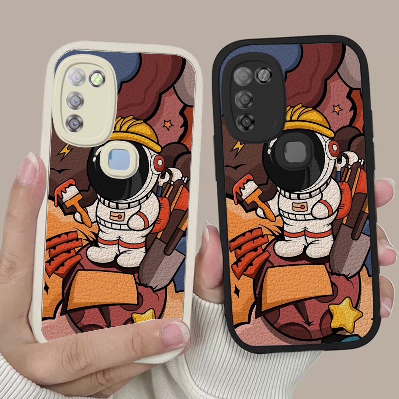 LambskinปลอกInfinix X657C X657B X688B X6812B X680C X689Bการ์ตูนอินเทรนด์NASAนักบินอวกาศเคสโทรศัพท์An