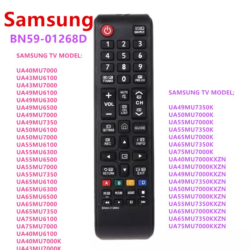 Samsung BN59-01268D รีโมทคอนโทรลสําหรับ Samsung สมาร์ททีวี UA40MU7000 UA43MU6100 UA43MU7000 UA49MU61