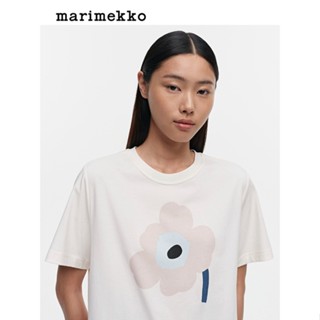 เสื้อยืดแขนสั้น พิมพ์ลาย Marimekko แฟชั่นฤดูใบไม้ผลิ และฤดูร้อน สําหรับผู้หญิง