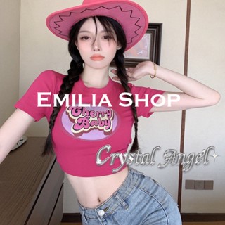 EMILIA SHOP  เสื้อยืด เสื้อครอป เสื้อผ้าแฟชั่นผู้หญิง สไตล์เกาหลี 2023 ใหม่  ทันสมัย fashion Comfortable สบาย WC901714 36Z230909