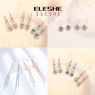 Eleshe ต่างหูตะขอเงิน 925 ประดับมุก เพชร โมอิส เครื่องประดับ สําหรับผู้หญิง M008