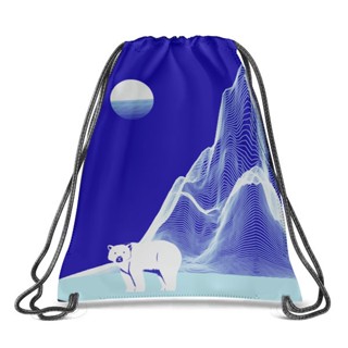 PLB-กระเป๋าเป้เชือกรูด : Polar Bear Drawstring Backpack W35XH43 cm.-BL