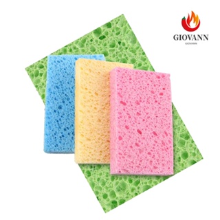 GIOVANNI Cellulose Dish Sponge Wood Pulp Household Cleaning Tools Scouring Pads Scourer Dishwashing Pot Decontamination Pan Scrub Kitchen Cleaning Cloth/Multicolor