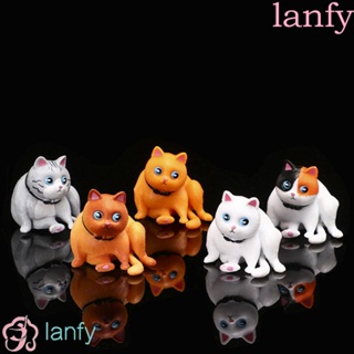 Lanfy ฟิกเกอร์ PVC รูปปั้นการ์ตูนแมว ขนาดเล็ก ของเล่นตลก สําหรับตกแต่งบ้าน DIY