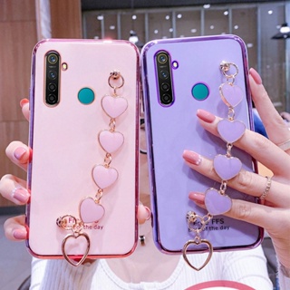 เคสโทรศัพท์มือถือแบบนิ่ม TPU พร้อมสายคล้อง จี้หัวใจ หรูหรา สําหรับ Realme 10 9i 5 5i 5S 5Pro 6 6i 6Pro 7 7i 7Pro C3