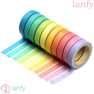 Lanfy ม้วนเทปกาวสีรุ้งสําหรับตกแต่งสมุดภาพงานหัตถกรรม 0.75ซม.x5ม.