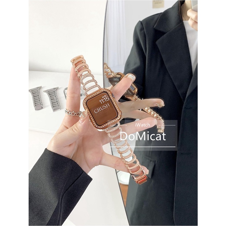 Chic Diamond สแตนเลส iWatch สําหรับ iWatch Ultra S8 S7 SE 6 5 4 3 2 1 iWatch 49 มม.45 มม.41 มม.44 มม