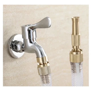 หัวฉีดน้ำ ข้อต่อก๊อก หัวฉีดน้ำแรงดันสูง ปืนฉีดทองเหลือง House Nozzle-[ทองเหลือง]