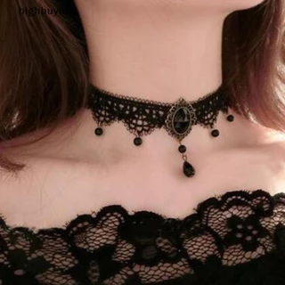 [highbuying] ใหม่ เซ็กซี่ โกธิค โช้คเกอร์ คริสตัล สีดํา ลูกไม้ สร้อยคอ วินเทจ วิคตอเรีย เครื่องประดับ ใหม่ พร้อมส่ง