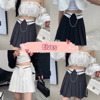 Elves✨พร้อมส่ง✨ กระโปรงเทนนิส มีซับในผ้าบางๆ คิ้วท์ๆใส่สบาย ~2319~ -NZ-XM