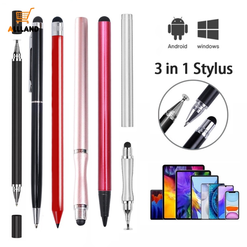 ปากกาสไตลัส 3 In 1 สากล สําหรับสมาร์ทโฟน แท็บเล็ต หนา บาง วาดภาพ ดินสอ Capacitive Android หน้าจอมือถือ ปากกาสัมผัส