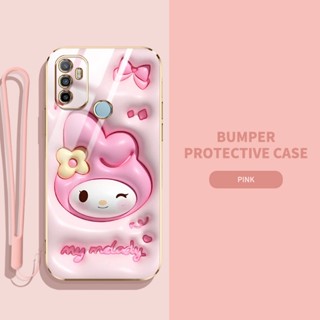 เคสโทรศัพท์มือถือ ซิลิโคนนิ่ม TPU ลายการ์ตูนกระต่าย ไดโนเสาร์ 3D พร้อมสายคล้อง สําหรับ OPPO A53 A33 A32