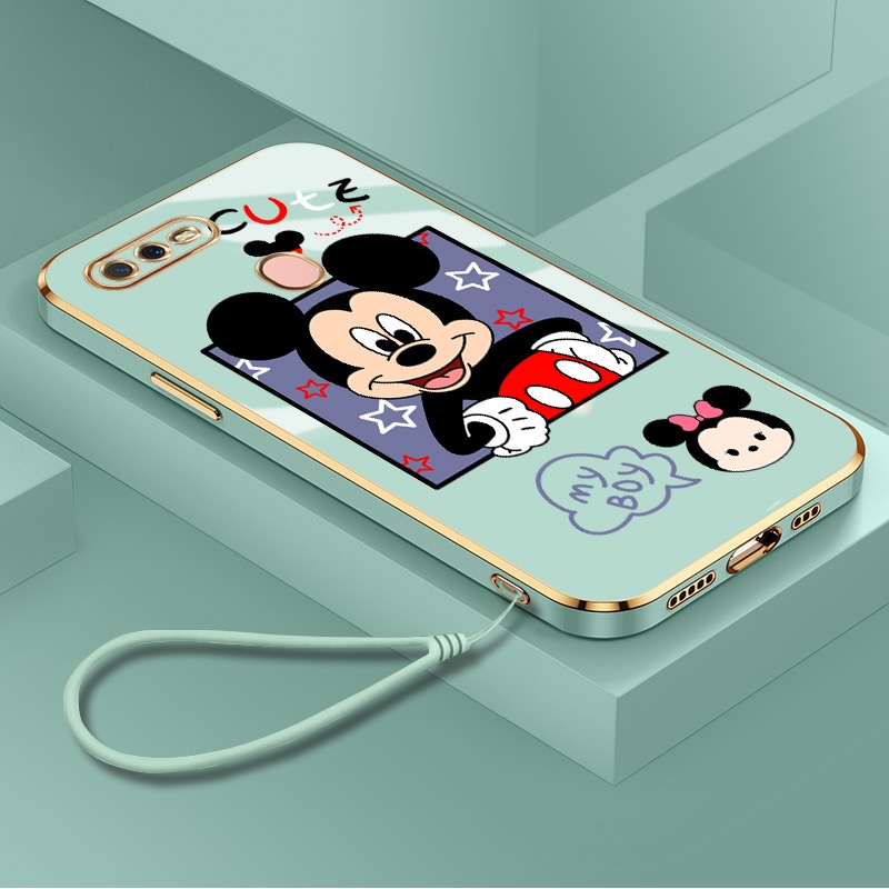 ปลอก OPPO A12S A12E A12 A5 A5S A3S A7 AX7 A7X AX5 AX5S A11 A9 2020 F9 Pro การ์ตูน Disney Mickey Mouse รูปแบบชุบกันกระแทกคลุมทั้งหมดฝาครอบโทรศัพท์ Soft TPU กรณี
