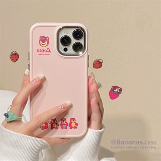 เคสโทรศัพท์มือถือ โลหะ กันรอยเลนส์กล้อง ลายการ์ตูนหมีสตรอเบอร์รี่ สําหรับ iPhone 14 Plus 14 13 12 11 Pro Max X XS XR XS Max 7 8 Plus SE2020