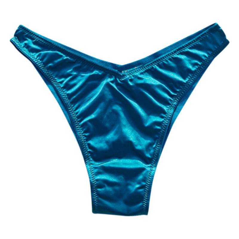 MM088 ลึก โวลต์ ขอบแคบครึ่งห่อสะโพกชุดชั้นในสตรีกลางเอวเซ็กซี่ผ้าไหมเรียบตาข่ายระบายอากาศและเรียบง่ายบิกินี่ ที-หลัง - รูปที่ 2