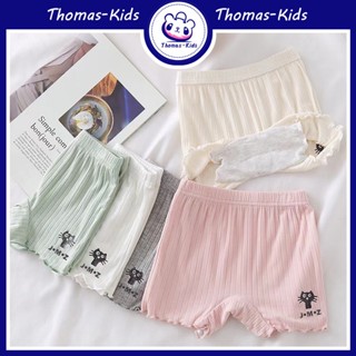 [THOMAS Kids] 2-12 ปี กางเกงเลกกิ้งขาสั้น ผ้าฝ้ายแท้ พิมพ์ลายลูกแมวน่ารัก สําหรับเด็กผู้หญิง อายุ