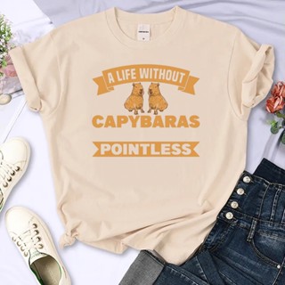 Capybara เสื้อยืด พิมพ์ลายกราฟฟิค มังงะ สไตล์ญี่ปุ่น แฟชั่นฤดูร้อน สําหรับผู้หญิง