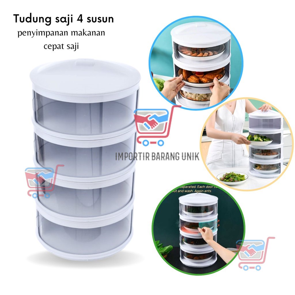 KiRimDailysama-- IMB Z101- ฝาครอบอาหาร 4 ชั้นเก็บอาหารพร้อมรับประทานชั้นวางอาหารประกอบแล้ว!