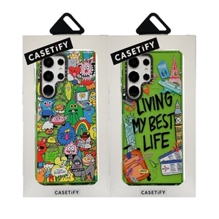 CASETIFY เคสโทรศัพท์มือถือแบบนิ่ม TPU ใส กันกระแทก ลายการ์ตูน JON แต่งกลิตเตอร์ สีเขียว สําหรับ Samsung Galaxy S23 Ultra Plus S22 Ultra