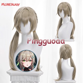 【Monenjoy】Game Honkai: Star Rail Qingque Cosplay Wig 62cm Long Linen Gray Braid Wigs Heat Resistant Synthetic Hair