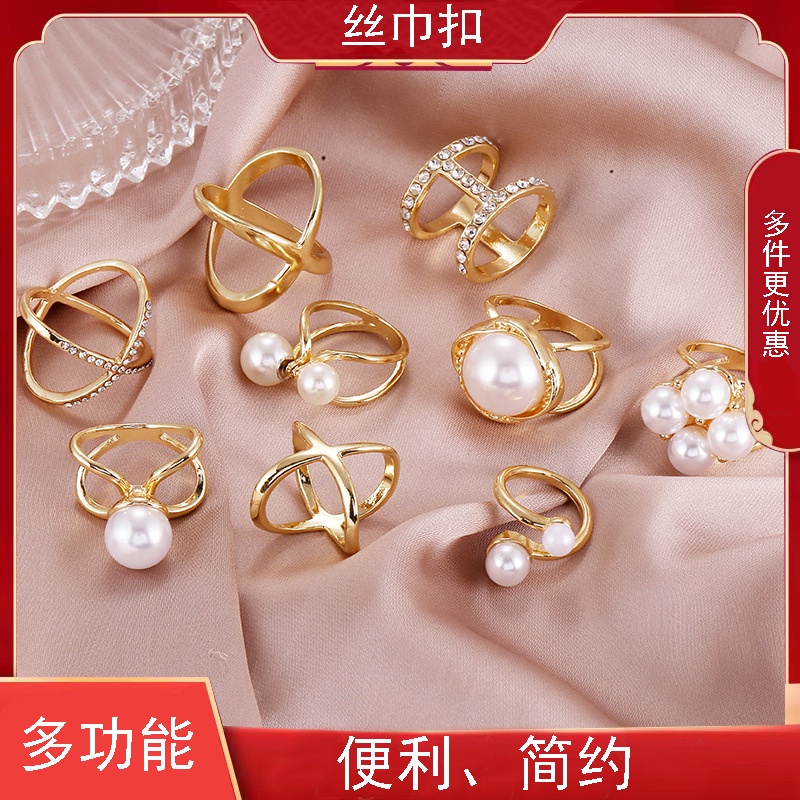 เข็มกลัด ประดับไข่มุก สีทอง เข้ากับทุกการแต่งกาย แบบเรียบง่าย สําหรับตกแต่งผ้าพันคอ