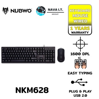 COINSคืน15%⚡FB9JMZV6⚡ NUBWO NKM628 BLACK KEYBOARD+MOUSE WIRED COMBO SET คีย์ไทย/อังกฤษ รับประกัน 1ปี