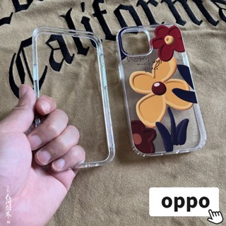 เคสโทรศัพท์มือถือแบบใส หนา กันกระแทก ลายดอกไม้ สไตล์เรโทร สําหรับ Oppo A17 A12 A5S F9 A15 A15S A16 A31 A53 A52 A54 A55 A95 A74 A94 A92 Reno 7z 8z