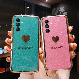 เคสโทรศัพท์ Samsung Galaxy A54 A34 A24 A14 M14 5G ซิลิโคนนิ่ม ลายกลิตเตอร์ รูปหัวใจ แวววาว สําหรับ เคส Samsung A24