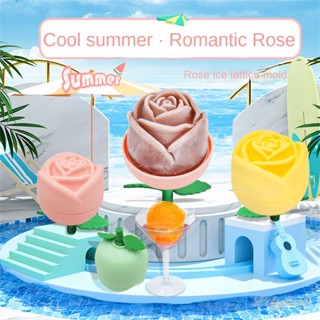 ღ Rose Ice Hockey แม่พิมพ์3d ซิลิโคน Ice Cube Maker ดอกไม้รูปร่างสบู่ช็อกโกแลตมูสแม่พิมพ์กาแฟน้ำผลไม้เค้ก Decor อุปกรณ์ครัว