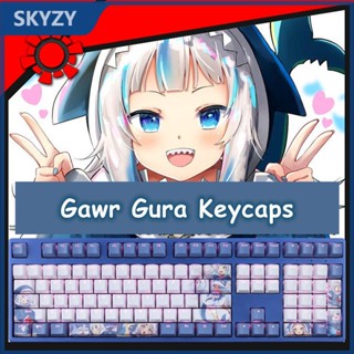 Gawr Gura Keycaps Cherry Profile อะนิเมะ PBT Dye Sub ปุ่มกดคีย์บอร์ด Keycap