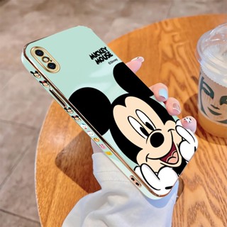 เคสไอโฟน iPhone 6 6S 7 8 Plus X XR XS MAX เคสโทรศัพท์มือถือแบบนิ่ม ทรงสี่เหลี่ยม ลายมิกกี้เมาส์ หรูหรา