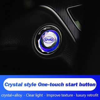 Byd ฝาครอบป้องกันปุ่มเดียว คริสตัล ลายปลาโลมา Atto3 EV yuan plus One-Touch มีกาวในตัว สําหรับตกแต่งรถยนต์