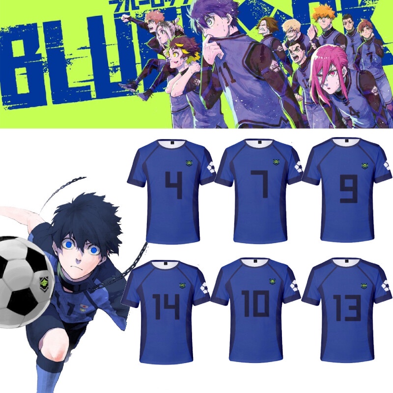 Blue Lock Isagi Yoichi Chigiri Hyoma Jersey Training Uniform Football Short Sleeve 3D T-shirt Plus S