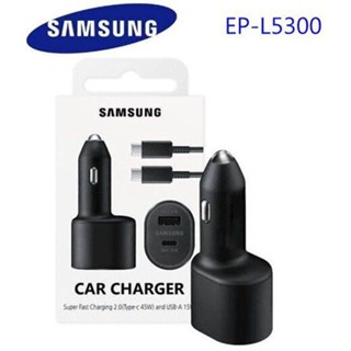 ของแท้ อะแดปเตอร์ที่ชาร์จในรถยนต์ พอร์ตคู่ 45W+15W สําหรับ Samsung Typec PD พร้อมสายเคเบิล USB C 5A