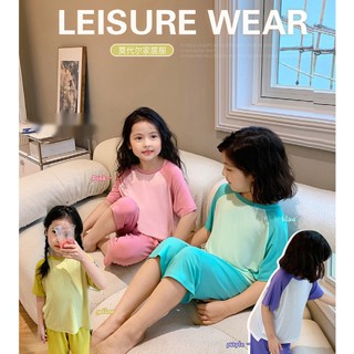[JOY] ชุดนอน ผ้าเรยอน สีพื้น เรียบง่าย ขนาดใหญ่ กลาง สองชิ้น แฟชั่นฤดูร้อน สําหรับเด็กผู้หญิง พร้อมส่ง