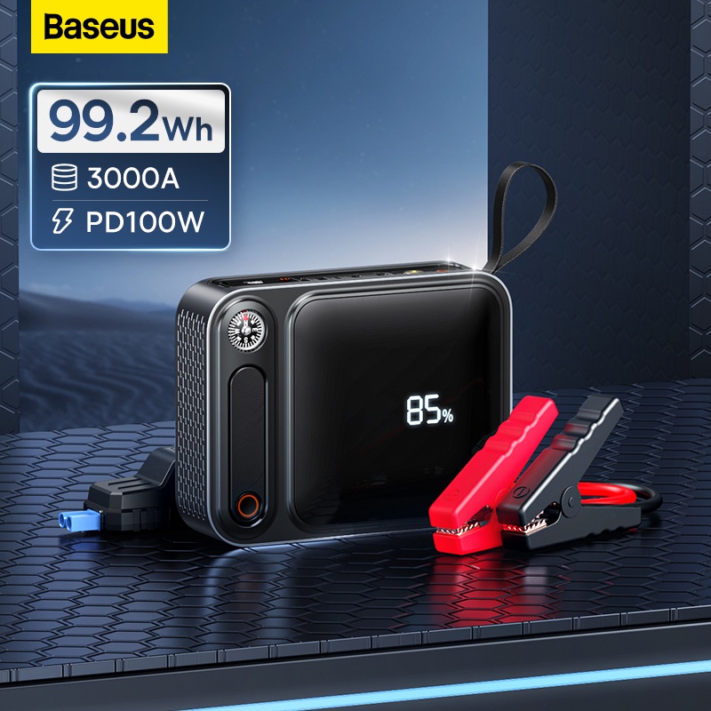 Baseus 3000A รถ Jump Starter Power Bank 26800mAh อุปกรณ์สตาร์ทรถยนต์พร้อม PD 100W Fast Charging Car 
