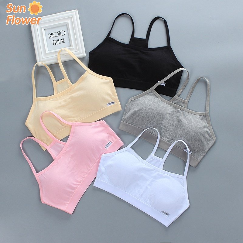 Kids Bras for Puberty Girls Free Size Sports Bra Set Pure Color