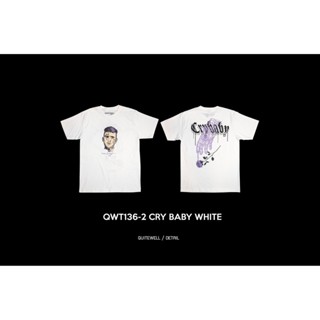 พร้อมส่ง ผ้าฝ้ายบริสุทธิ์ QWT136-2 CRY BABY WHITE T-shirt