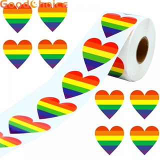 【Good】500pcs Gay Pride Stickers Rainbow Heart Shaped Labels LGBT Adhesive Stickers ready goods【Ready Stock】