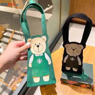 Starbucks กระเป๋าผ้าแคนวาส ทรงโท้ท ใส่แก้วกาแฟ ลายหมี สําหรับคนทํางาน สํานักงาน