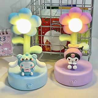 SANRIO โคมไฟกลางคืน แบบเป่าลม รูปดอกไม้น่ารัก และสไลด์ USB เรืองแสงในที่มืด สําหรับเด็ก