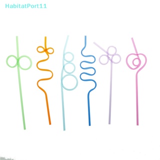 Habitatport หลอดพลาสติก หลากสี สําหรับดื่มชานม 10 ชิ้น