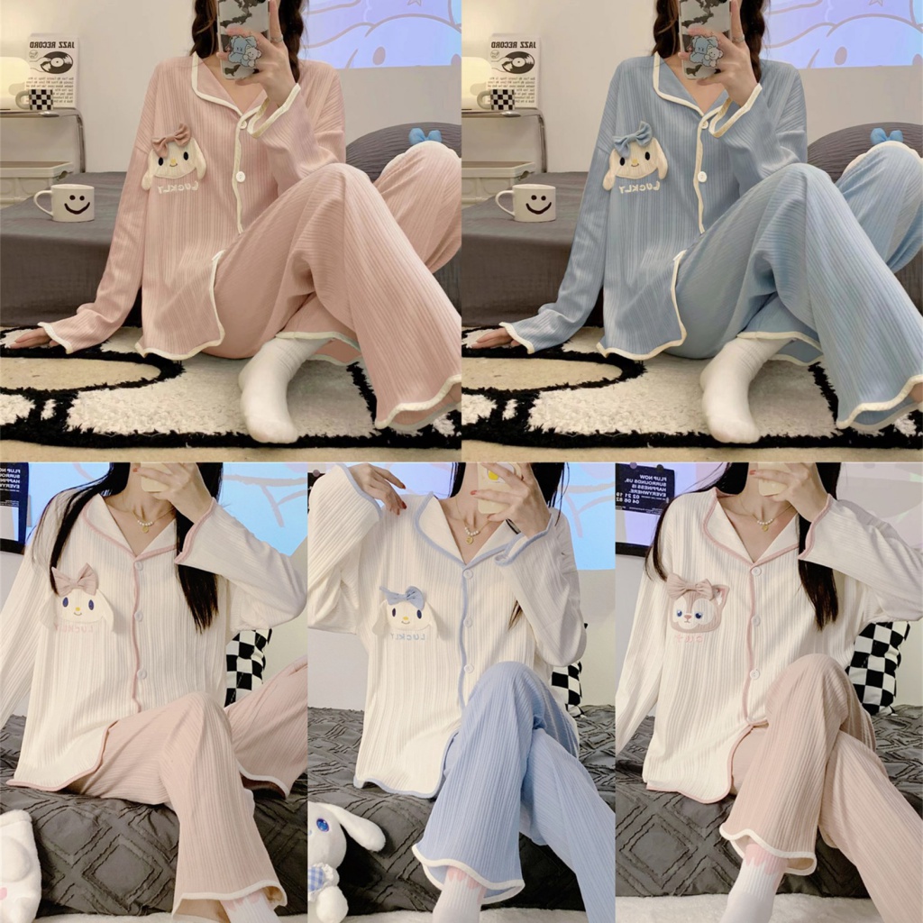 สินค้ามาใหม่ ชุดนอนแฟชั่น ชุดนอนน่ารัก เซ็ทชุดนอนลายการ์ตูน Sanrio งานผ้าร่องผ้านุ่ม งานดีสุดๆ Size M-XXL Swoan130