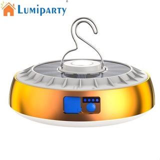 Lumiparty โคมไฟเต็นท์ พลังงานแสงอาทิตย์ แบบพกพา อเนกประสงค์ กันน้ํา พร้อมตะขอพับได้ สําหรับตั้งแคมป์กลางแจ้ง