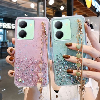 เคสโทรศัพท์Vivo Y36 Y36 5G Y02t Y02A มือถือนิ่ม ใหม่ แบบใส ประดับเลื่อมกลิตเตอร์ พร้อมสายยาว สําหรับ เคสVivo Y36 4G 2023