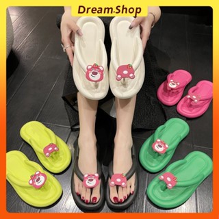 「DR」รองเท้าแตะ พิมพ์ลายการ์ตูนหมี สตรอเบอร์รี่ เหมาะกับเดินช…