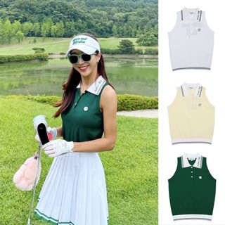 Malbon GOLF เสื้อยืดแขนกุด ผ้าเรยอนถัก ระบายอากาศ ทรงสลิมฟิต เหมาะกับใส่เล่นกีฬากอล์ฟกลางแจ้ง แฟชั่นสําหรับผู้หญิง N0GJ