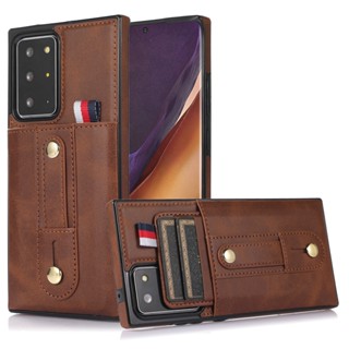 เคสโทรศัพท์มือถือหนัง พร้อมแหวนขาตั้ง และช่องใส่บัตร หรูหรา สําหรับ Samsung Note 9 Note 10 Plus Note 20 Ultra S10E S10 Plus