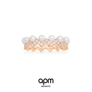 [พร้อมบรรจุภัณฑ์ที่สวยงาม] Apm แหวนมุกโมนาโกะ สีโรสโกลด์ ดีไซน์เก๋ เรียบง่าย แฟชั่นสําหรับผู้หญิง